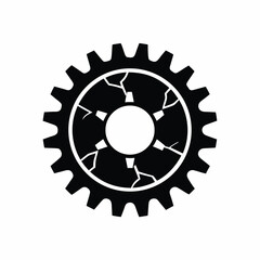 Broken gear vector silhouette illustration isolated on white background