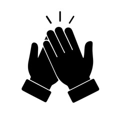Obraz premium Two hands high fiving icon with solid fill representing celebration and teamwork