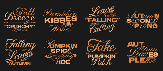 Fall typography quotes bundle, Autumn fall t shirt design collection, Urban typography set with fall-themed, Holiday sublimation pack © Universtock