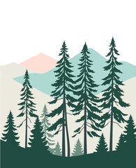 Fototapeta premium Dense Pine Forest with Fog