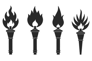 set of Blowtorch vector silhouette illustration isolated on white background
