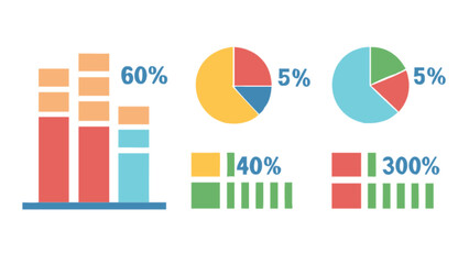 Data visualization charts and graphs for business analysis and presentation of statistical information