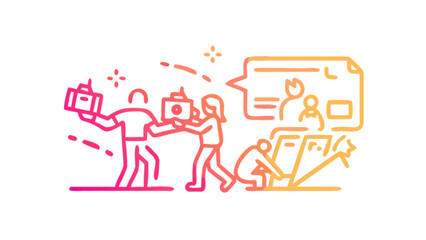 Teamwork and collaboration vector illustration isolated on white background, perfect for business, project, and communication related designs