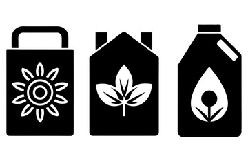 set of Biofuel canister vector silhouette illustration isolated on white background