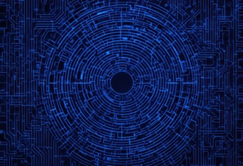 Obraz premium Detailed Blue Lines Weaving a Maze like Pattern on a Dark Backdrop