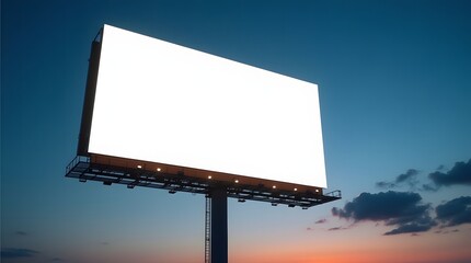 Blank billboard standing under clear blue sky for advertising display