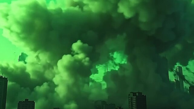 indium angstrom modern metropolis nether attack, discredited building burst toxic tout curl crossways the skyline, picture framing angstrom luminous park stage for sight clarity.