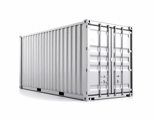 White shipping container cargo container intermodal container isolated
