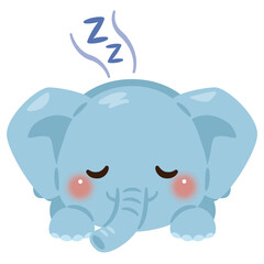 うつ伏せで眠るゾウのイラスト