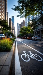 City street with bike lane