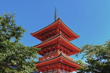 The three-storied pagoda of Kiyomizu-dera