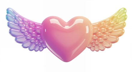 Obraz premium Colorful heart with wings illustration for design and creative concepts