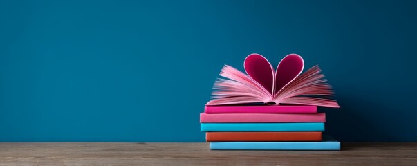 national book lovers day, Love for Reading - Heart Shape of Books for World Book Day with Copy Space Concept