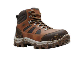 3D Brown Hiking Boot - Outdoor Footwear, Adventure Travel, Mountain Trekking, Wilderness Exploration, Durable Shoe, Nature Walking, Trail Gear
