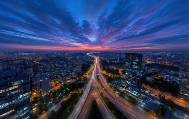 Cityscape panorama at twilight