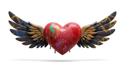 Obraz premium Heart with wings symbol abstract design for emotional and creative expression