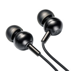 High quality black earphones with sleek design and comfortable fit, perfect for music lovers and audiophiles. Enjoy immersive sound and convenience on go