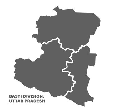 Basti Division Highlighted in Uttar Pradesh State Map of India