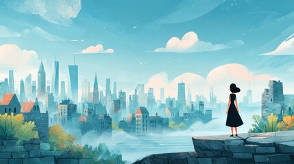Cityscape with a woman