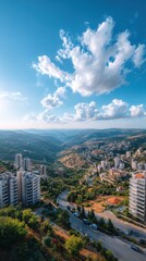 Cityscape with valley view