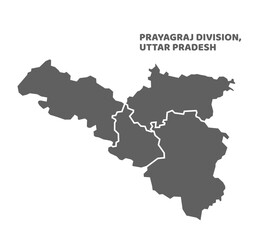 Prayagraj Division Highlighted in Uttar Pradesh State Map of India