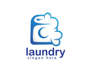 Creative laundry logo, abstract washing machine combined with soap bubbles, logo design inspiration
