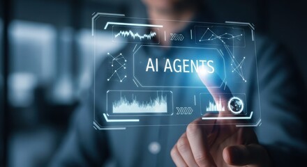 Man using a digital interface with ai agents for artificial intelligence