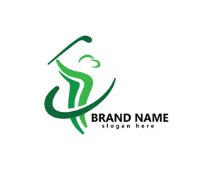 golf arena logo, people playing golf abstract logo design template