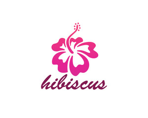 Creative hibiscus, flower logo, pink hibiscus plant abstract logo design inspiration © panen arto