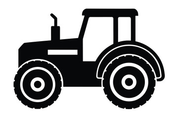 Obraz premium Silhouette of a Black and White Tractor with Large Wheels for Farming and Agriculture