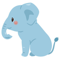 横から見たお座りしたゾウのイラスト