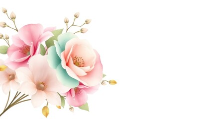 Elegant watercolor floral bouquet with pastel hues on a clean white backdrop