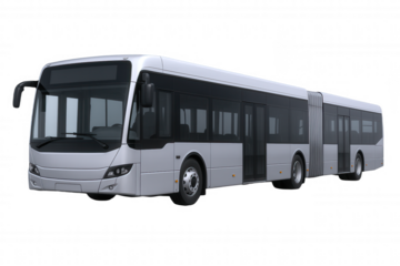 Modern Articulated Public Transportation Bus with Sleek Silver Exterior and Tinted Windows, Ideal for City Commutes