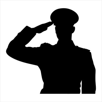a black silhouette of a Military officer saluting