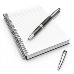 Spiral-bound notebook with pen resting on its pages.