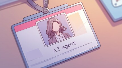 AI Agent assistance concept, ID badge depicting an AI agent with no facial identity.