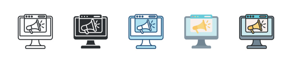 Online Marketing Icon Set Multiple Style Collection