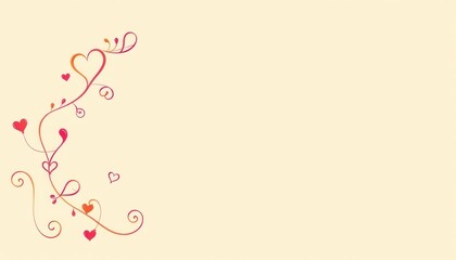 Elegant flourish with hearts, delicate vector for romantic themed design