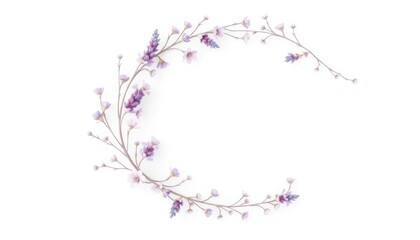 Elegant floral corner design element with soft violet and white blossoms