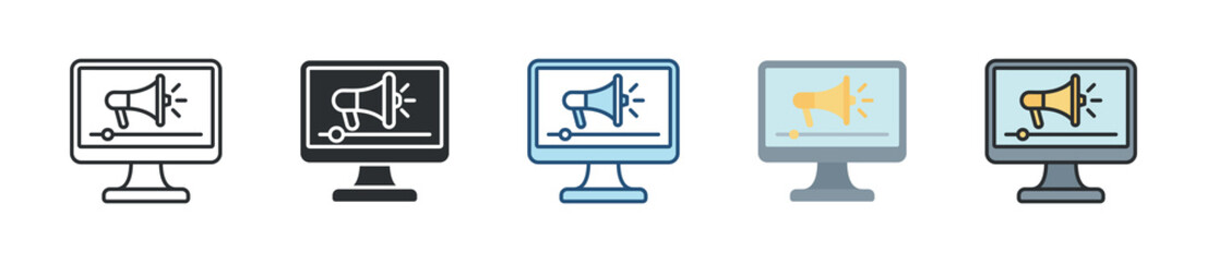 Video Marketing Icon Set Multiple Style Collection