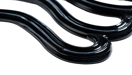Abstract close-up of flowing, dark, glossy curves