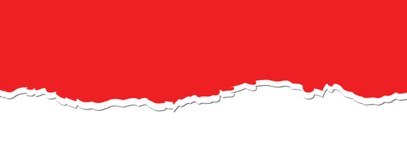 Realistic torn paper edge. Ripped red paper mockup isolated on transparent background. Piece of rip paper PNG. mockup template 