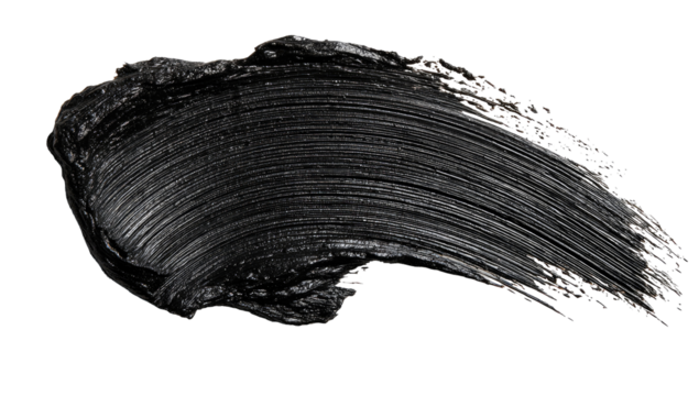 Dark, smudged, black cosmetic product swatch