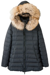 黒いフード付きダウンジャケット