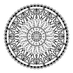 Mehndi flower pattern for Henna drawing and tattoo. Decoration in ethnic oriental  Indian style. Doodle ornament. Outline hand draw vector illustration.