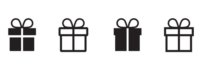 Gift Box and Box icon set. Box icon. Package, delivery boxes, cargo distribution and Birthday, wedding, surprise, prize, collection, greeting, celebrate, festive and gift icon. Vector illustration. 