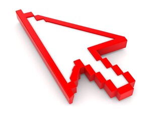 3D red and white pixelated cursor arrow