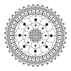 Mehndi flower pattern for Henna drawing and tattoo. Decoration in ethnic oriental  Indian style. Doodle ornament. Outline hand draw vector illustration.