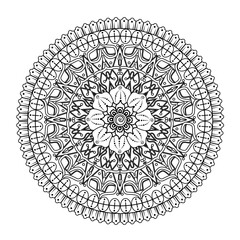 Mehndi flower pattern for Henna drawing and tattoo. Decoration in ethnic oriental  Indian style. Doodle ornament. Outline hand draw vector illustration.
