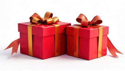 Obraz premium Elegant red & gold Christmas gift set, ribbon, bow , ribbon, season